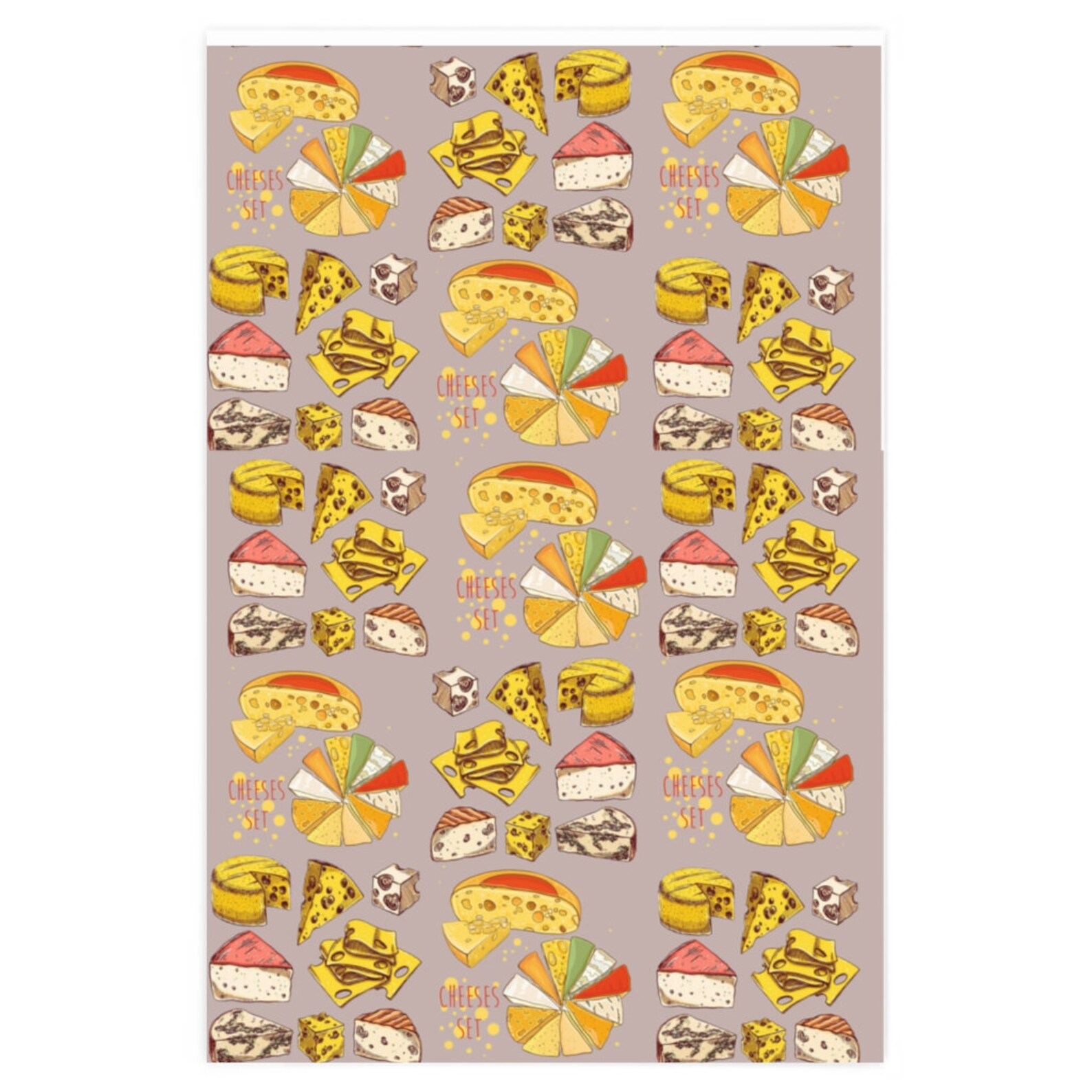 Wrapping Paper , Wrapping Paper Cheeses Set, Gastronomic Gift Wrapping