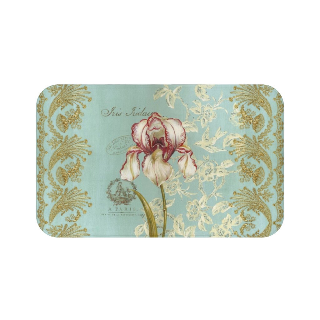 Bath Mat shabby chic iris Bath Mat French Bath Mat french Etsy