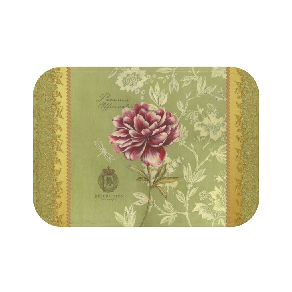 Bath Mat shabby chic peony Bath Mat French Bath Mat floral Etsy