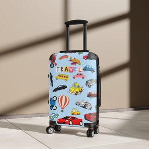 Suitcase, Kids suitcase with cars, gift for boy, Children's custom suitcase, Cabin Suitcase image 4