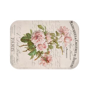 Tapis de bain, Tapis de bain Shabby chic, tapis de bain avec rose, Tapis de bain Shabby chic paris, décor de salle de bain shabby chic Paris, Tapis de bain Rose Rose image 2