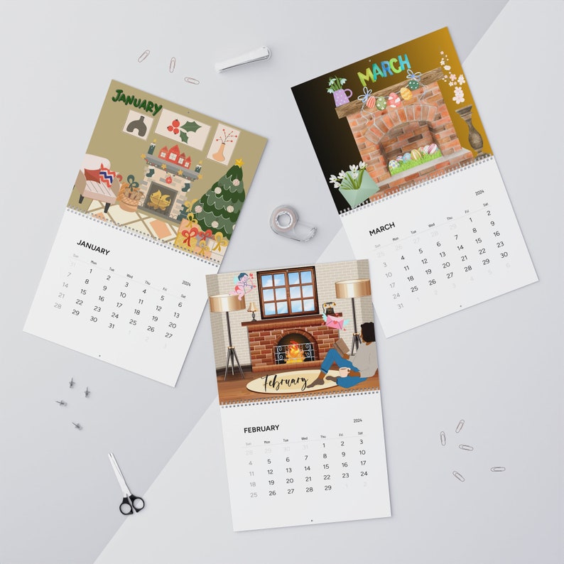 Wall Calendars 2024 2024 Calendar Cozy Callendar With Etsy Australia