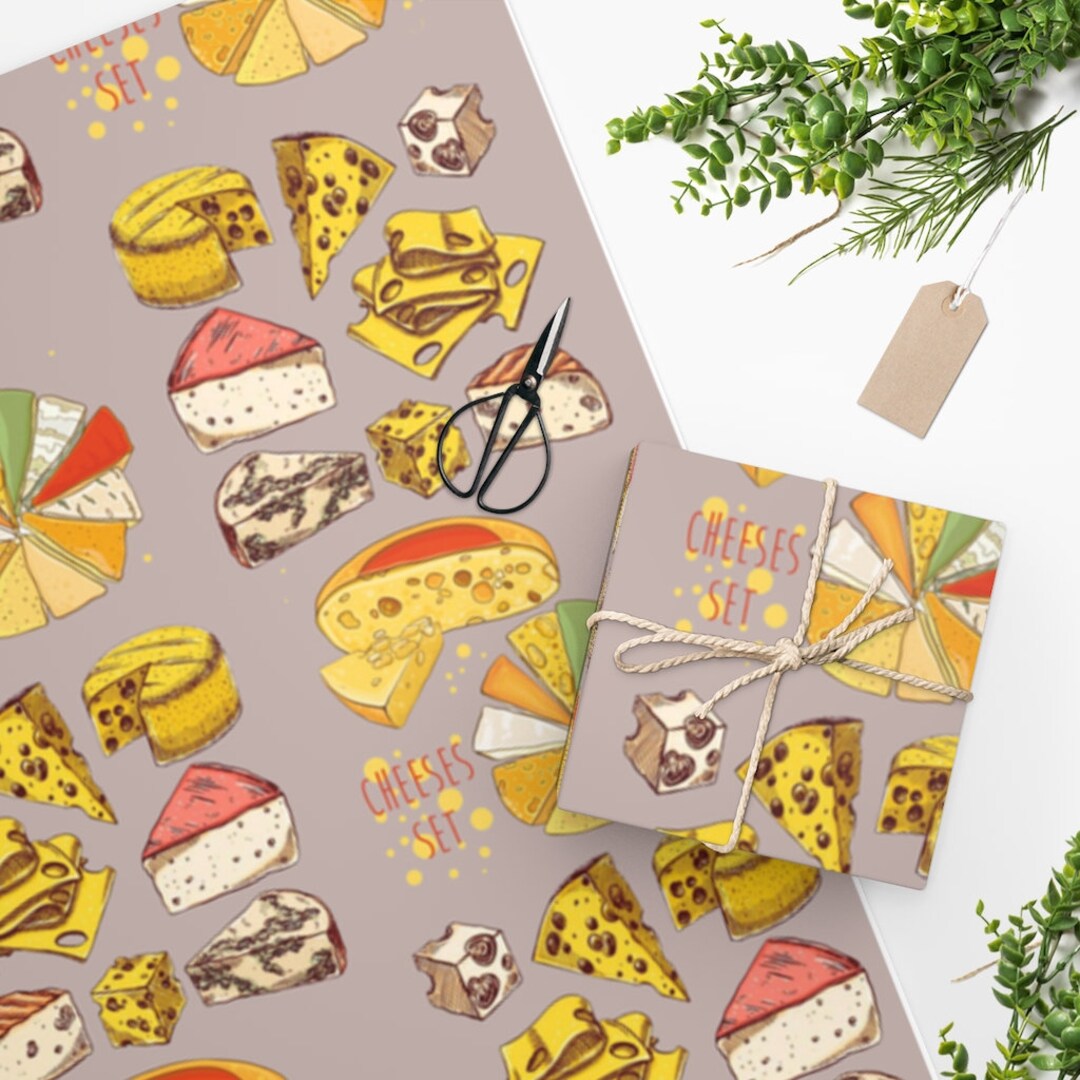 Wrapping Paper , Wrapping Paper Cheeses Set, Gastronomic Gift Wrapping