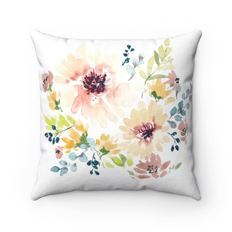 Throw pillow floral watercolor decorative pillow watercolor Etsy