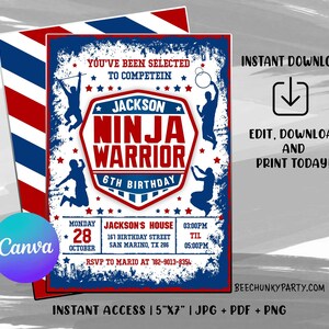 Editable Invitation, Birthday Party Invitation, Instant Download, Editable With CANVA