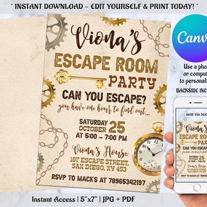 Escape Room Geburtstagseinladung, Mädchen Escape Room Mystery Einladung, Escape Invite, Escape Room Einladung, Mystery Birthday Einladung
