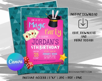 Magic Party Invitation, Magic Birthday Invitation, Magician Invitation, Magic Show Invitation, Magic Show Birthday Party