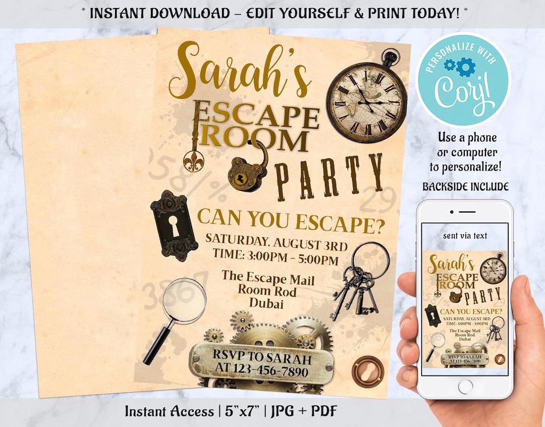 Escape Room Birthday Party Invitation Escape Room Invitation Etsy