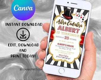 Magic Show Invitation, Magician Birthday Invitation, Magic Invitation, Magic Party, Magic Show Invite, Mobile Invitation