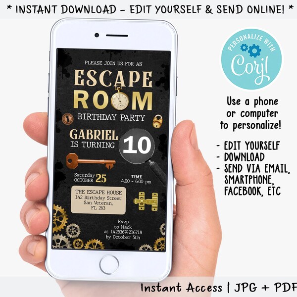 Escape Room Invitations Etsy