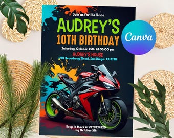 Editable Motocross Birthday Invitation, Dirt Bike Birthday Invitation, Motocross Invitation, Dirt Bike Invitation, Digital Invitation