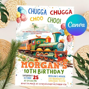 Editable Train Birthday Invitation Template, Toy Train Invitation For Any Age, Train Birthday Invitation, Instant Download