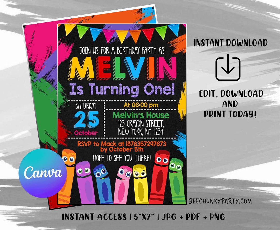 Crayon Birthday Invitation, Crayola Birthday Invitation, Crayon Art ...