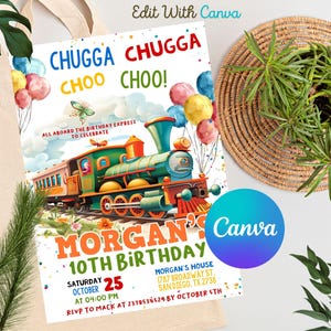 Birthday Invite,Rainbow Train Invite,Train Invite,Train Invitation,Editable Train,Train Birthday,Railroad Birthday,Minimal Train Bday,3rd Birthday Invite,trin svg,train png,train image,train bundle