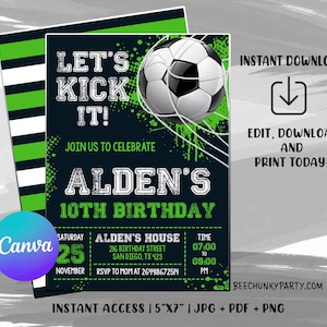 Faire-part d'anniversaire de football modifiable, faire-part de football, faire-part de football, invitation de football, fête de football
