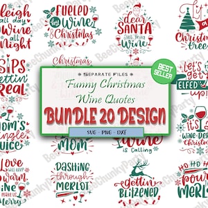 Paquete de SVG de vino navideño, SVG de vino navideño, SVG de creencia, archivo de corte navideño, SVG de escena navideña, SVG divertido de vino navideño, archivo de corte