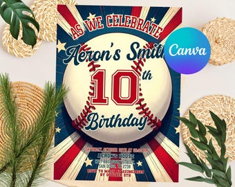 Baseball Birthday Invitation, Baseball Invites, Sports Birthday Invitation, Instant Download Baseball Invitations, Digital File