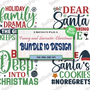 Grappige en sarcastische kerstclipart, grappige kerst SVG-bundel, snarky digitale kunst instant download