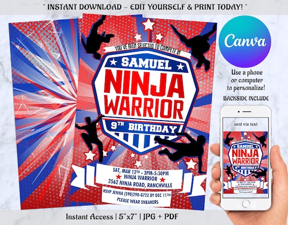 Editable Birthday Invitation, Birthday Party Invitation, Party Invitation, Instant Download, Editable With CANVA