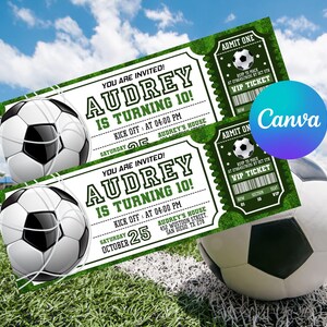 Soccer Ticket Birthday Invitation, Football Ticket Invite Template, Soccer Party Kids, Digital Editable Printable, Instant Download