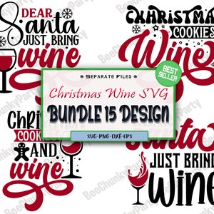 Paquete de SVG de vino navideño, SVG de vino navideño, SVG de creencia, archivo de corte navideño, SVG de escena navideña, SVG divertido de vino navideño, archivo de corte