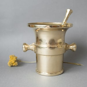 Vijzel en stamper Massief messing Apotheek Apotheekdecor Vijzel met handvatten