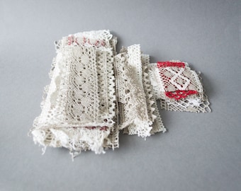 Linen Cotton Lace Scrap Pack Mixed Lace Remnants (60 g / 2 oz)