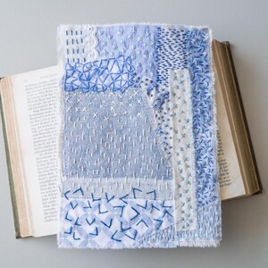 大きなボロ刺し子パッチ 手刺繍生地コラージュアップリケ