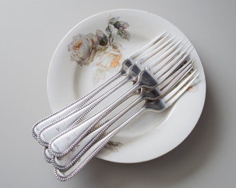Shabby dinner forks Silver plated Antique Food photo props