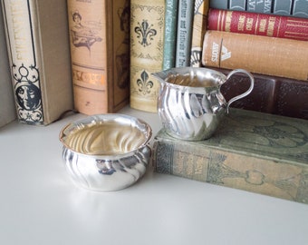 Shabby Milch und Zuckerdose Set Silber Vergoldet schwedische Vintage