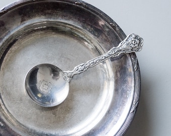 Tea caddy spoon Floral Silver plated Swedish vintage