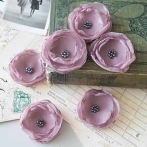 Applicazioni di fiori in organza 6 o 12 pezzi Rosa antico Perline Abbellimenti Scrapbooking Tecnica mista Journaling