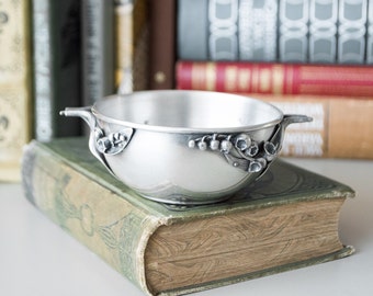 Fancy sugar bowl Silver plated Lily of the valley Art Nouveau Food photo prop Jewelry dish