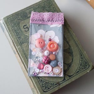 Shaker tag Junk journal Ephemera Floral Colorful Embellishment Accessory Mixed media tag OOAK