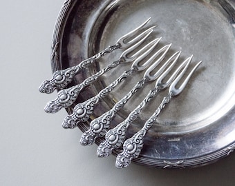 Appetizer picks Silver plated Ornate Fancy Swedish vintage