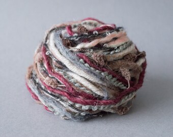 Yarn art bundle 24m Gray beige pink mix Textured fibers