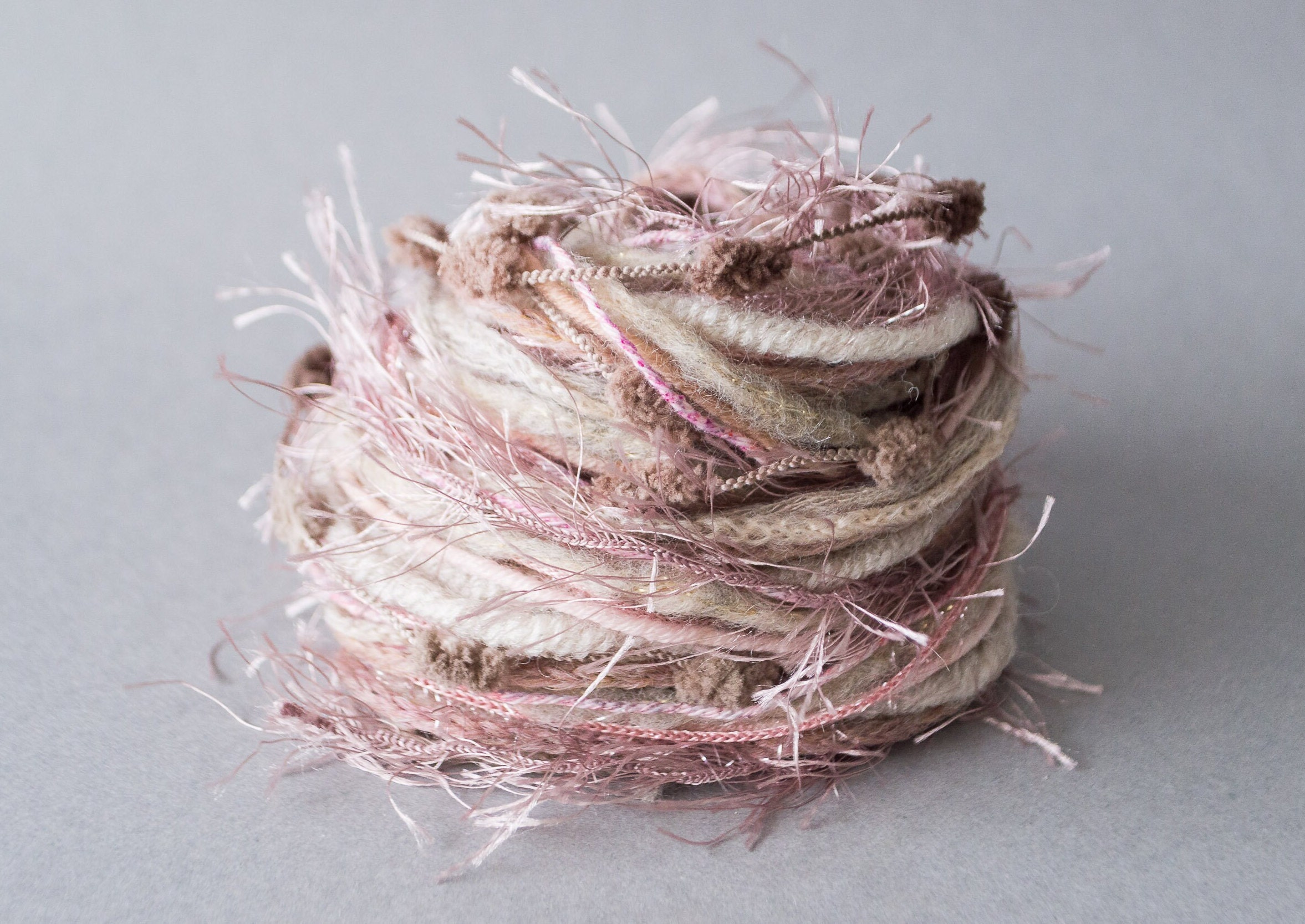Yarn art bundle 22yd 20m Mixed fibers Dusty pink Beige Color mix Inspiration set