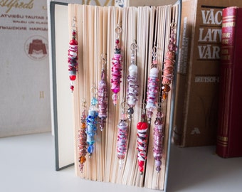 Junk journal beaded dangles, Boho beads, Embellishment kit, Charm set of 3