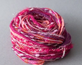 Fiber art bundle 20m Mixed fibers Pink tones Yarn inspiration set