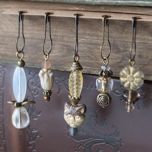 Fancy charms Junk journal dangles Set of 5 Classy Planner decor Accessories Czech glass