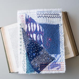Large Boro Sashiko patch Slow stitching Applique Fabric collage Hand embroidery