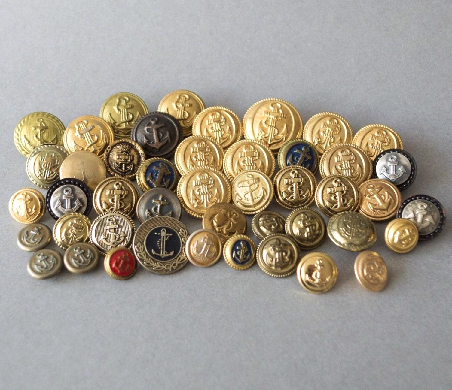 Navy uniform buttons 45 pcs Anchor Metal buttons Nautical Sailor Shank buttons