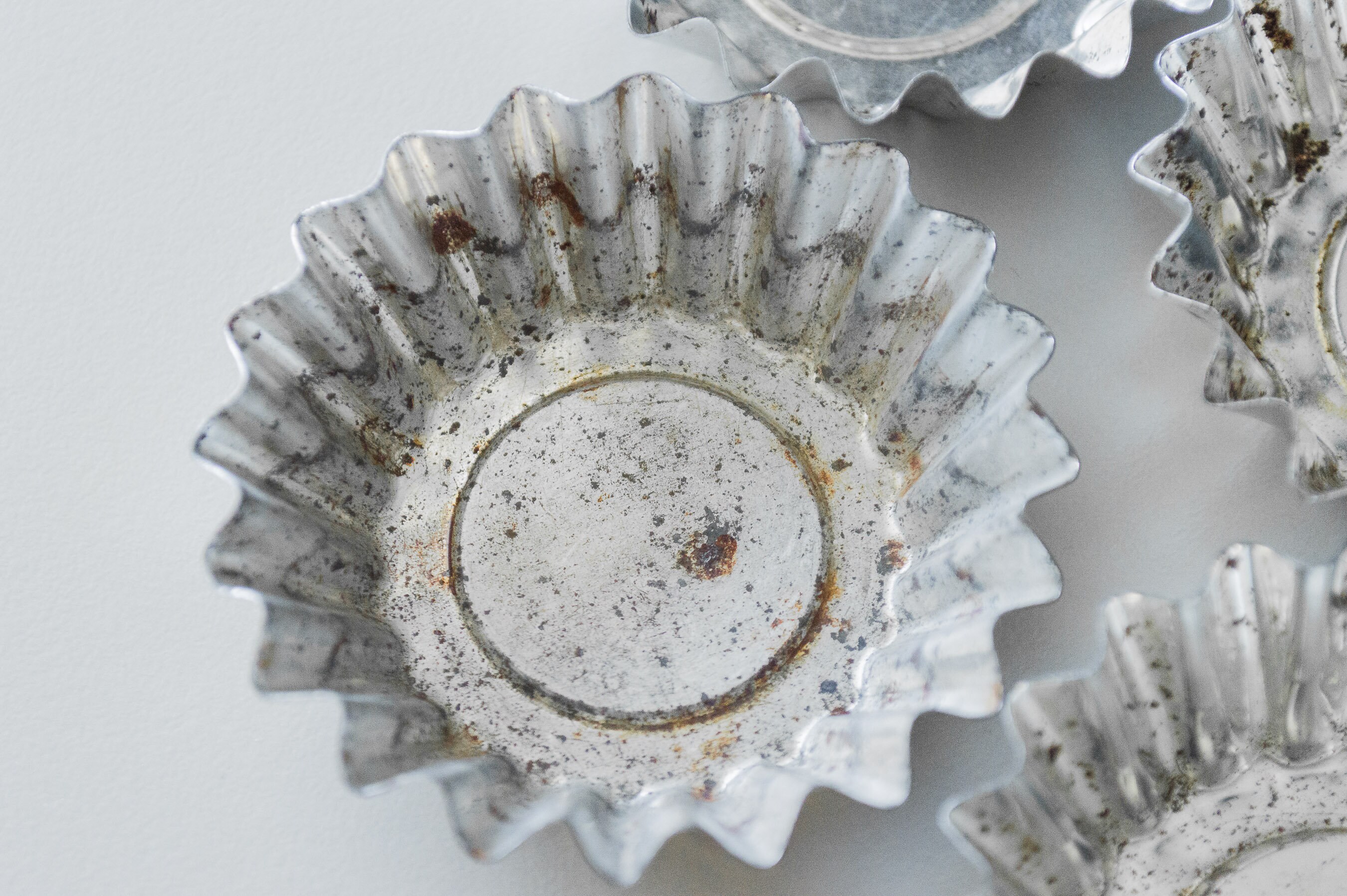 Very Old Rusted Cups Rusted Muffin Tins Distressed Fluted Cupcake Cups Food Photo Props Set ...
