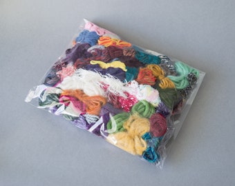 Mixed Fiber Yarn Scraps – for Crafting, Scrapbooking, Small Projects (90g)