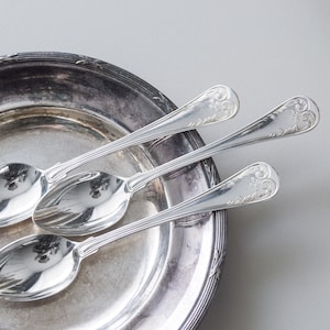 Shabby tea spoons Silver plated Food photo props Swedish vintage