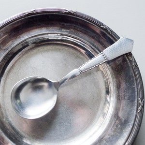 Tea caddy spoon Hammered Silver plated Swedish vintage