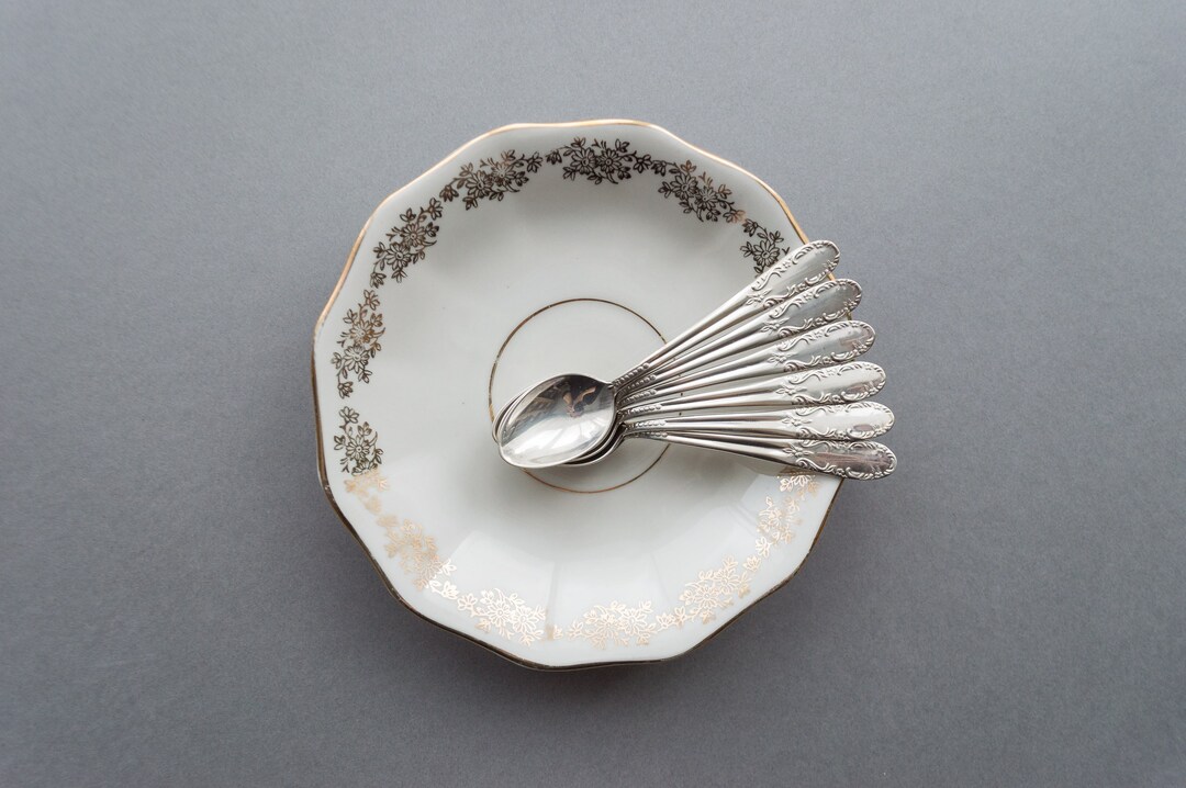 Demitasse Spoons Silver Plated Set of 6 Coffee Spoons Floral Flatware Etsy