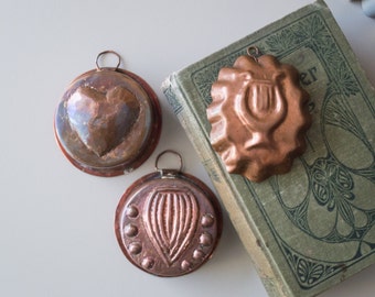 Small copper mold Antique Wall hanging Food photo prop Swedish