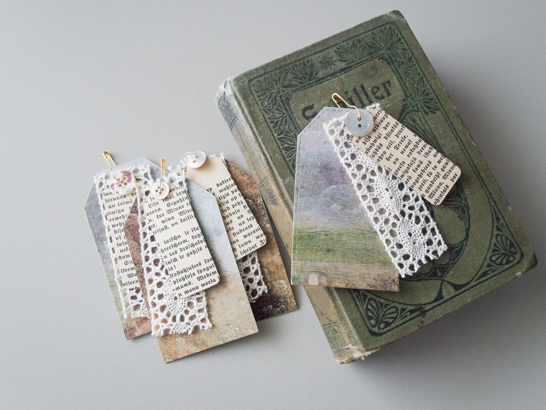Artistic Tags Art Book Cotton Lace Boho Shabby Chic Book Pages Tag ...