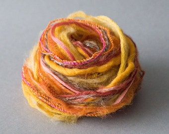 Fiber art bundle 24yd 22m Orange Yellow Brown yarn mix Inspiration set